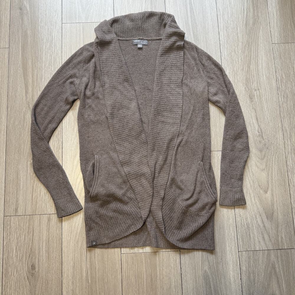 Barefoot Dreams Cozychic Lite Open Front Beige Taupe Cardigan Women Sz XS/S